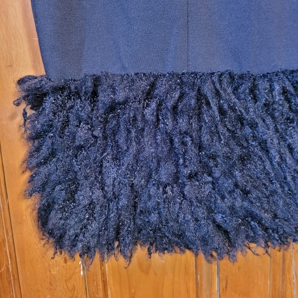 Calvin Klein Sheath Minidress with Faux Fur trim black size 14 - Picture 4 of 12